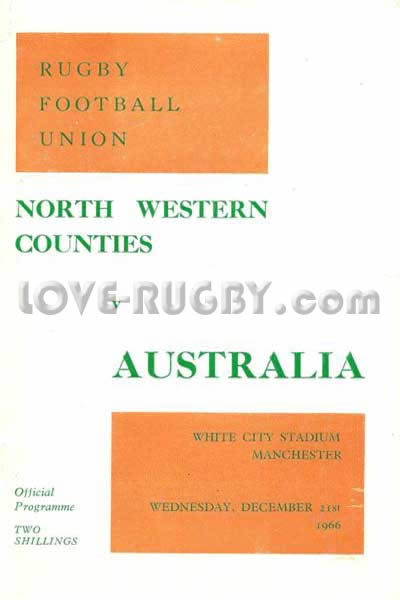 1966 North Western Counties (Eng) v Australia  Rugby Programme